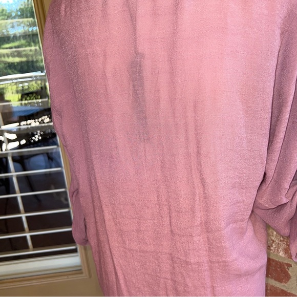 HARVE BERNARD Mauve Rayon 3/4 Sleeve Button up Shirt-XL - Picture 12 of 13